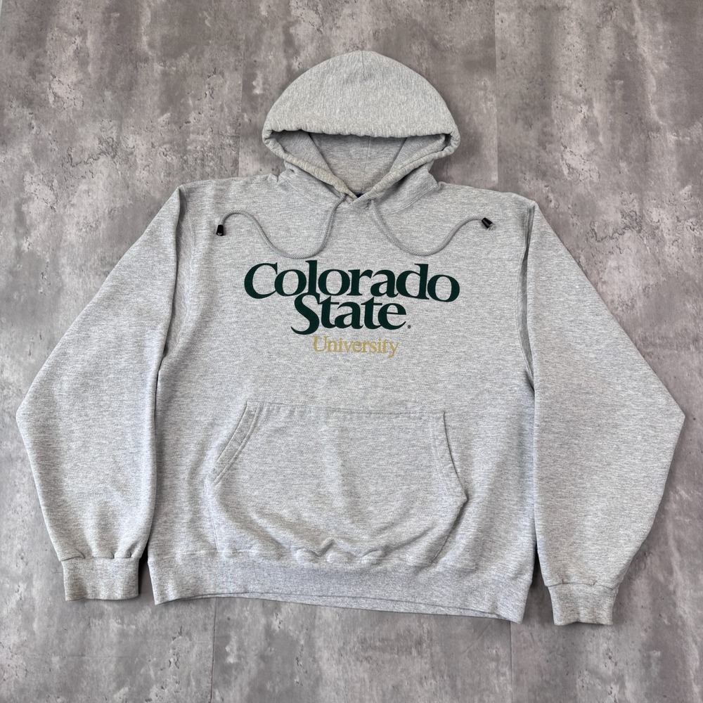 Vintage Colorado State Hoodie Mens Large Gray Champion Sweatshirt NCAA 90s